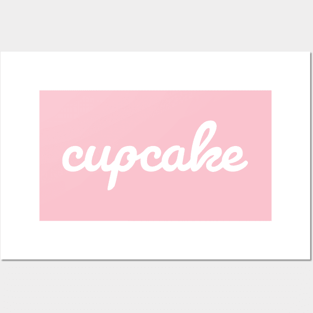 Cupcake Minimal White Script Typography Wall Art by ellenhenryart